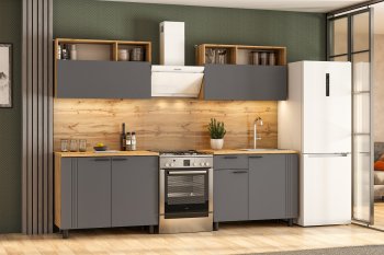 Кухонный гарнитур Монако 2000 мм графит (СВ) в Ивделе - ivdel.mebel-e96.ru