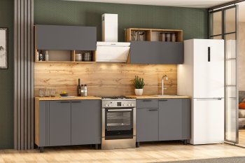 Кухонный гарнитур Монако 2000 мм графит (СВ) в Ивделе - ivdel.mebel-e96.ru