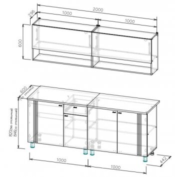 Кухонный гарнитур Монако 2000 мм СВ) в Ивделе - ivdel.mebel-e96.ru