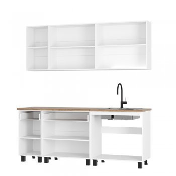 Кухонный гарнитур Монтана 2000 мм белый/графит (БТС) в Ивделе - ivdel.mebel-e96.ru