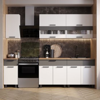 Кухонный гарнитур Монтана 2000 мм белый/графит (БТС) в Ивделе - ivdel.mebel-e96.ru