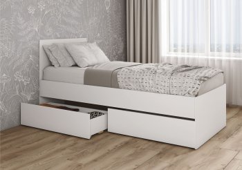Кровать с ящиками Мори 1200.1/1 , белый (ДСВ) в Ивделе - ivdel.mebel-e96.ru