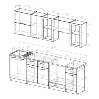 Кухонный гарнитур Ника базис 2400 мм (Герда) в Ивделе - ivdel.mebel-e96.ru