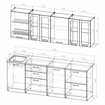 Кухонный гарнитур Ника компакт 2200 мм (Герда) в Ивделе - ivdel.mebel-e96.ru