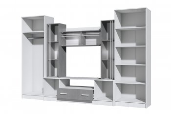Стенка Николь-2 белый/бетонный камень(Зарон) в Ивделе - ivdel.mebel-e96.ru