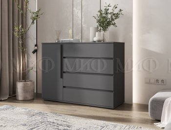 Комод 1 дверь 4 ящика (1200) Норд, графит (Миф) в Ивделе - ivdel.mebel-e96.ru