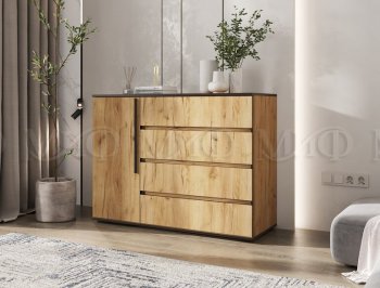 Комод 1 дверь 4 ящика (1200) Норд, дуб крафт (Миф) в Ивделе - ivdel.mebel-e96.ru
