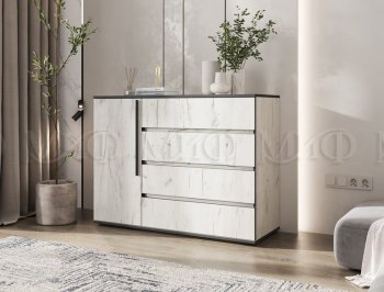 Комод 1 дверь 4 ящика (1200) Норд, крафт белый (Миф) в Ивделе - ivdel.mebel-e96.ru