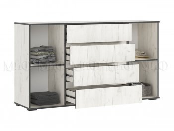 Комод 2 двери 4 ящика (1600) Норд, крафт белый (Миф) в Ивделе - ivdel.mebel-e96.ru