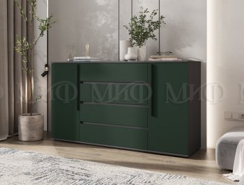 Комод 2 двери 4 ящика (1600) Норд, графит/изумруд (Миф) в Ивделе - ivdel.mebel-e96.ru