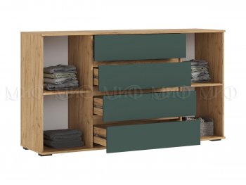 Комод 2 двери 4 ящика (1600) Норд, крафт/изумруд (Миф) в Ивделе - ivdel.mebel-e96.ru