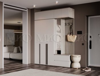 Прихожая Норд модульная крафт серый/кашемир (Миф) в Ивделе - ivdel.mebel-e96.ru