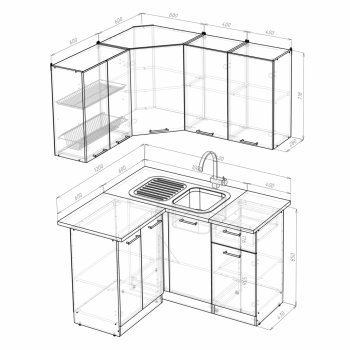 Кухонный гарнитур Ольга прайм 1 1200х1400 мм (Герда) в Ивделе - ivdel.mebel-e96.ru