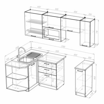 Кухонный гарнитур Ольга прайм 2 1300х2100 мм (Герда) в Ивделе - ivdel.mebel-e96.ru