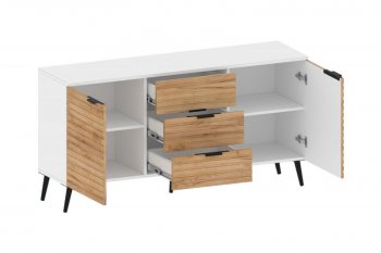 Тумба 2дв.3ящ. Ома ТБ-3609 Белый/Дуб Тортуга (СанТан) в Ивделе - ivdel.mebel-e96.ru
