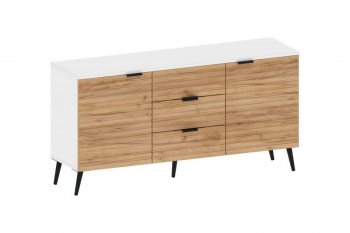 Тумба 2дв.3ящ. Ома ТБ-3609 Белый/Дуб Тортуга (СанТан) в Ивделе - ivdel.mebel-e96.ru