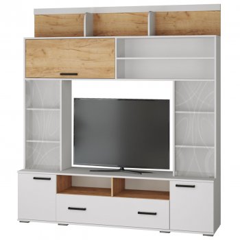 Мини-стенка ОГЦС-2 Оскар-18 белый/крафт (Текс) в Ивделе - ivdel.mebel-e96.ru