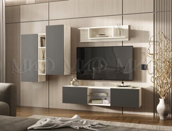 Стенка Оскар крафт белый/графит (Миф) в Ивделе - ivdel.mebel-e96.ru