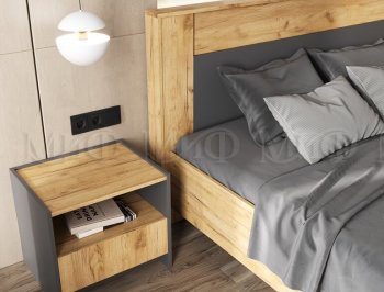 Кровать парящая Остин крафт/графит (Миф) в Ивделе - ivdel.mebel-e96.ru