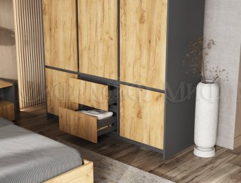 Спальный гарнитур Остин крафт/графит, модульный (Миф) в Ивделе - ivdel.mebel-e96.ru