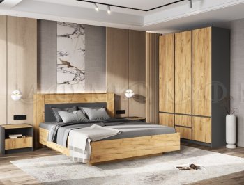 Спальный гарнитур Остин крафт/графит, модульный (Миф) в Ивделе - ivdel.mebel-e96.ru