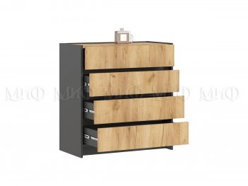 Комод 4ящ. Остин крафт/графит (Миф) в Ивделе - ivdel.mebel-e96.ru