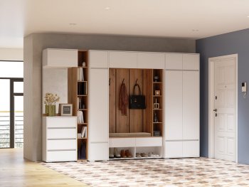 Прихожая Прага модульная, белый (Handis) в Ивделе - ivdel.mebel-e96.ru