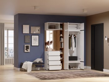 Прихожая Прага модульная, белый (Handis) в Ивделе - ivdel.mebel-e96.ru