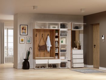 Прихожая Прага модульная, белый (Handis) в Ивделе - ivdel.mebel-e96.ru