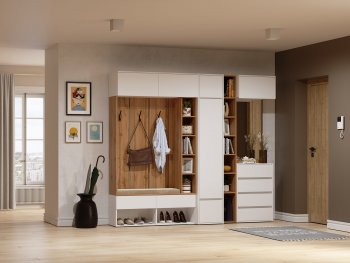 Прихожая Прага модульная, белый (Handis) в Ивделе - ivdel.mebel-e96.ru