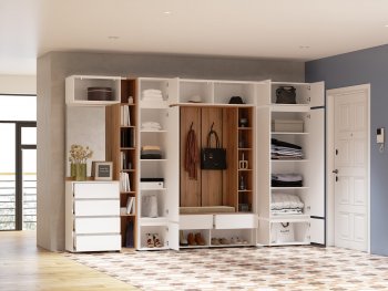 Прихожая Прага модульная, белый (Handis) в Ивделе - ivdel.mebel-e96.ru