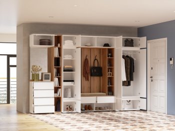 Прихожая Прага модульная, белый (Handis) в Ивделе - ivdel.mebel-e96.ru