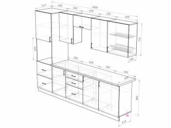 Кухонный гарнитур 2800 мм Прованс с карнизом (Росток) в Ивделе - ivdel.mebel-e96.ru