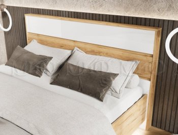 Кровать парящая Роджина с подсветкой, крафт/белый (Миф) в Ивделе - ivdel.mebel-e96.ru