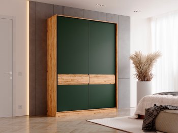 Шкаф-купе 1800 мм Роджина крафт/изумрудный (Миф) в Ивделе - ivdel.mebel-e96.ru | фото