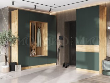 Прихожая Роджина крафт/изумруд, модульная (Миф) в Ивделе - ivdel.mebel-e96.ru