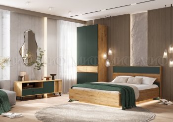 Спальный гарнитур Роджина крафт/изумрудный, модульный (Миф) в Ивделе - ivdel.mebel-e96.ru