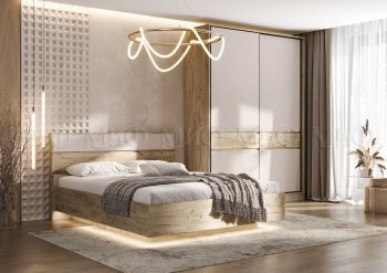 Спальный гарнитур Роджина крафт серый/кашемир, модульный (Миф) в Ивделе - ivdel.mebel-e96.ru