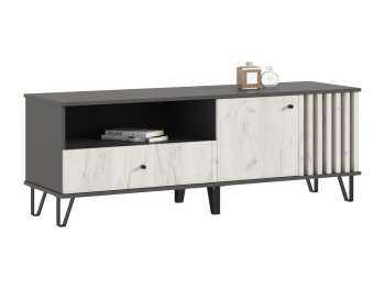 Тумба ТВ (1500) Роджина крафт белый/графит (Миф) в Ивделе - ivdel.mebel-e96.ru