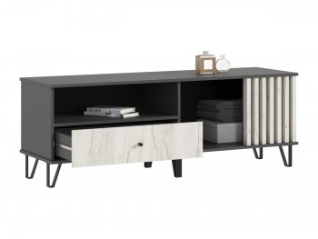 Тумба ТВ (1500) Роджина крафт белый/графит (Миф) в Ивделе - ivdel.mebel-e96.ru