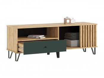 Тумба ТВ (1500) Роджина крафт/изумрудный (Миф) в Ивделе - ivdel.mebel-e96.ru