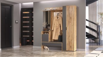 Прихожая Сабрина Дуб вотан/графит (Лин) в Ивделе - ivdel.mebel-e96.ru