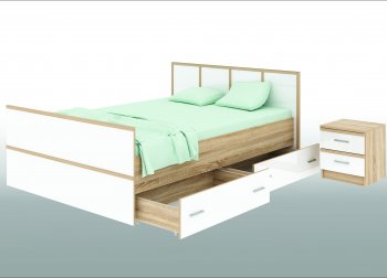 Кровать с ящиками Сакура сонома (БТС) в Ивделе - ivdel.mebel-e96.ru