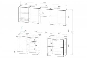 Кухонный гарнитур Фьюджи макси 2300 мм (Герда) в Ивделе - ivdel.mebel-e96.ru