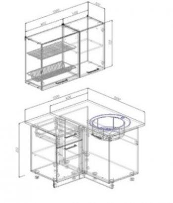 Кухонный гарнитур угловой Санторини МДФ 1000*1000 (Sanvut) в Ивделе - ivdel.mebel-e96.ru