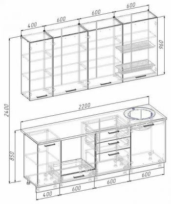 Кухонный гарнитур Руанда 2200 мм (Санвут) в Ивделе - ivdel.mebel-e96.ru