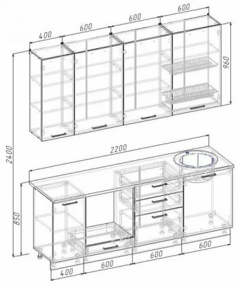 Кухонный гарнитур Муссон 2200 мм в Ивделе - ivdel.mebel-e96.ru