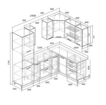 Угловой кухонный гарнитур Фьюжн 2400*1600 мм Sanvut в Ивделе - ivdel.mebel-e96.ru