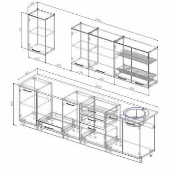 Кухонный гарнитур Латте 2800 мм в Ивделе - ivdel.mebel-e96.ru