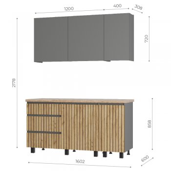 Кухонный гарнитур Шерлок 1600 мм (БТС) в Ивделе - ivdel.mebel-e96.ru